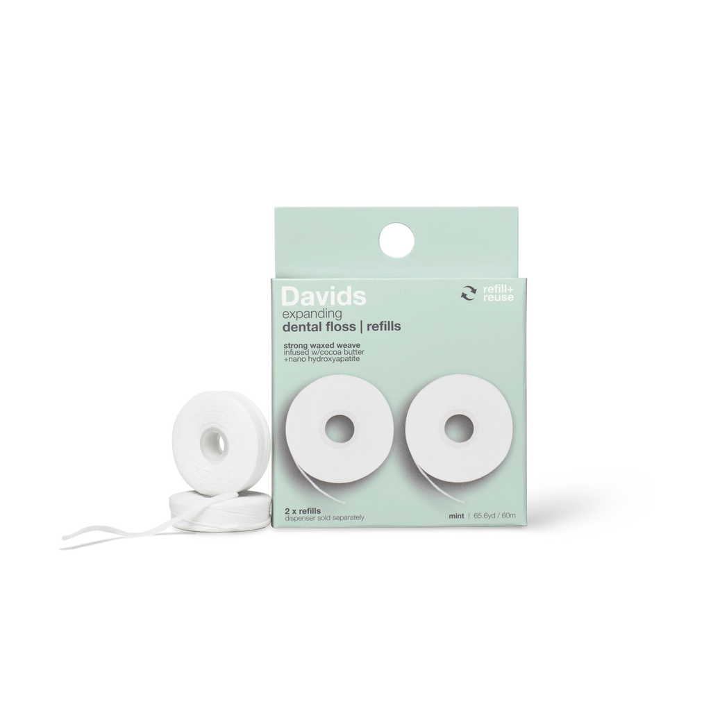 Davids Hydroxi™ expanding dental floss / refill x 2 / mint / 60m