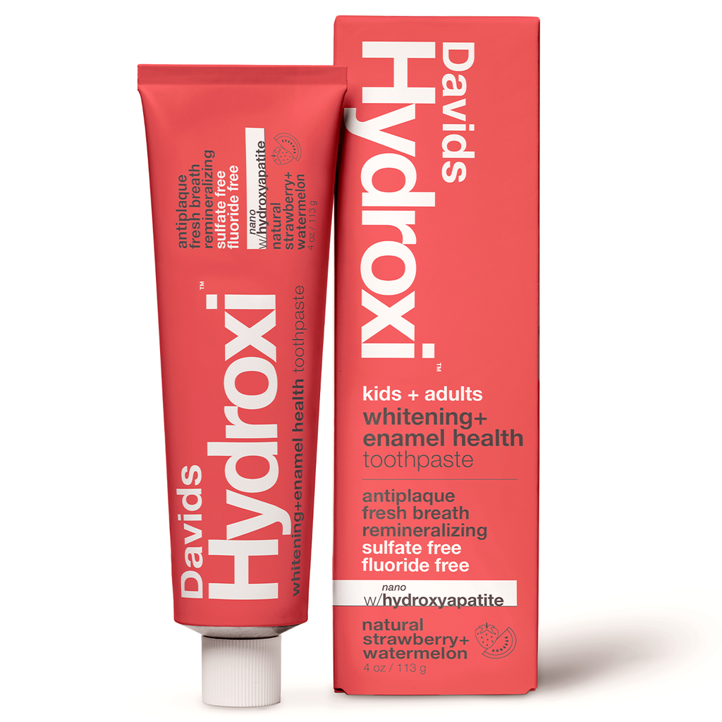 Davids Hydroxi™ whitening + enamel health. nano-hydroxyapatite toothpaste. kids + adults / strawberry watermelon