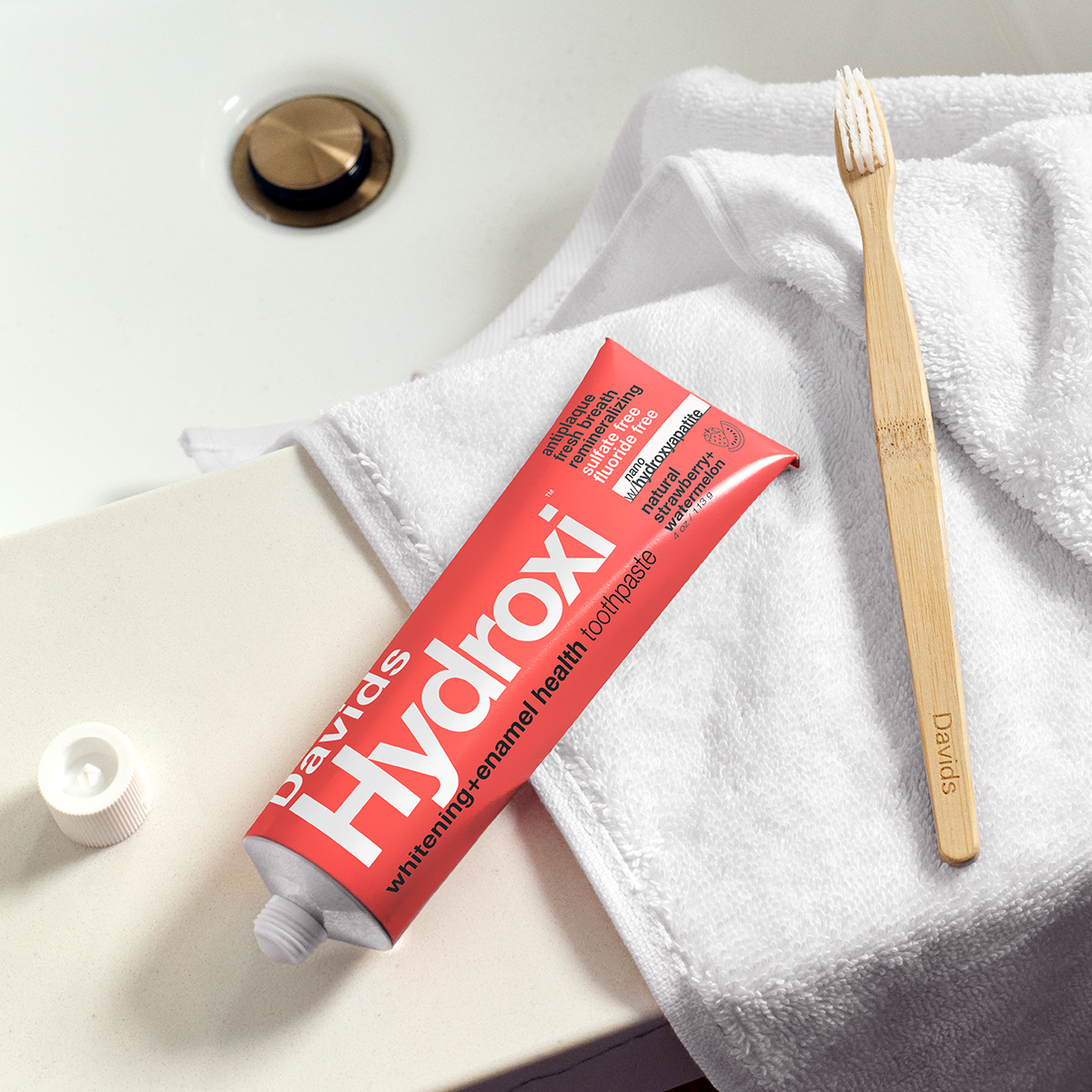 Davids Hydroxi™ whitening + enamel health. nano-hydroxyapatite toothpaste. kids + adults / strawberry watermelon