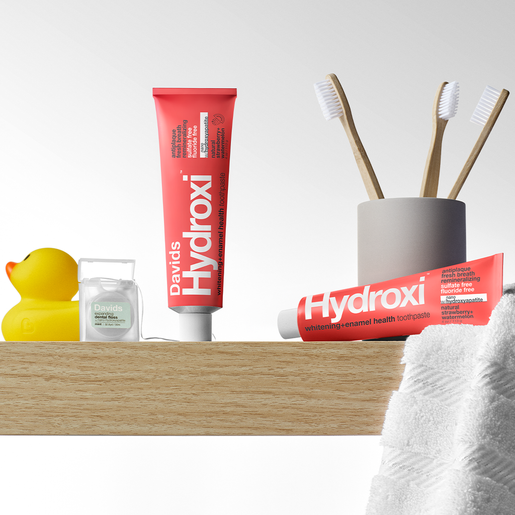 Davids Hydroxi™ whitening + enamel health. nano-hydroxyapatite toothpaste. kids + adults / strawberry watermelon