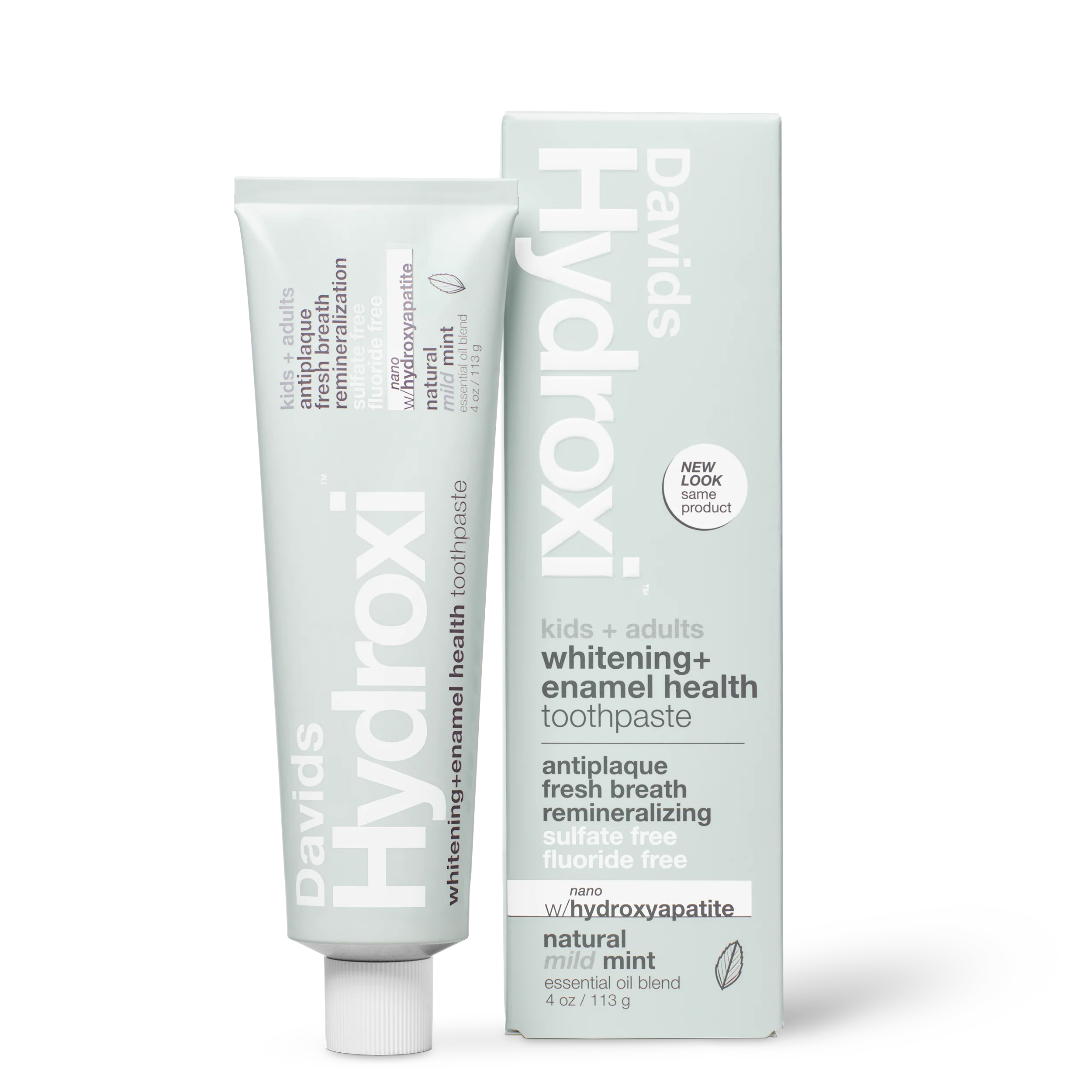 Davids Hydroxi™ whitening + enamel health. nano-hydroxyapatite toothpaste. kids+ adults / mild mint