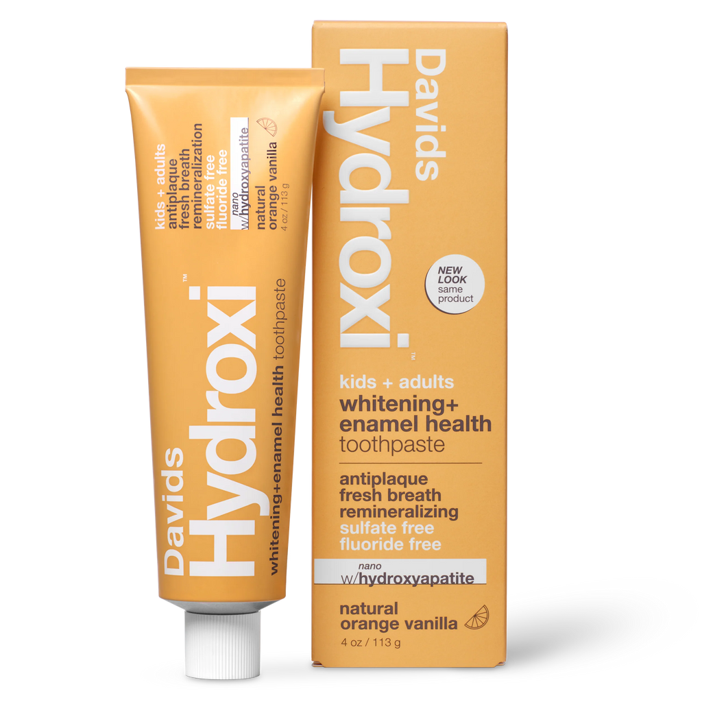 Davids Hydroxi whitening + enamel health. nano-hydroxyapatite toothpaste. kids + adults / orange vanilla