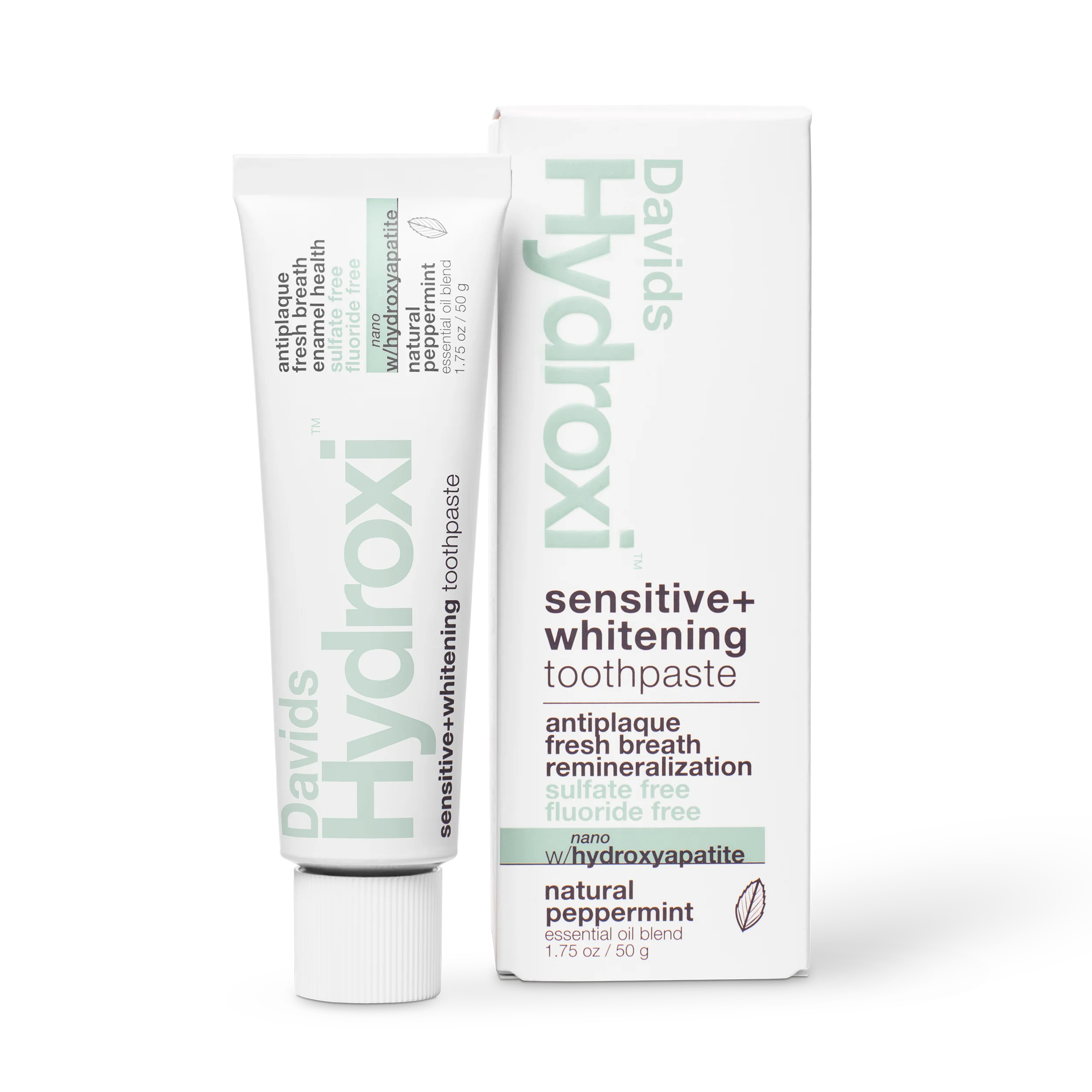 Davids Hydroxi™ travel size premium toothpaste / sensitive+whitening nano-hydroxyapatite / peppermint / 1.75 oz