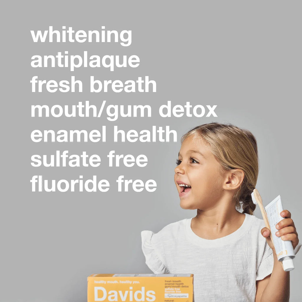 Davids Hydroxi whitening + enamel health. nano-hydroxyapatite toothpaste. kids + adults / orange vanilla