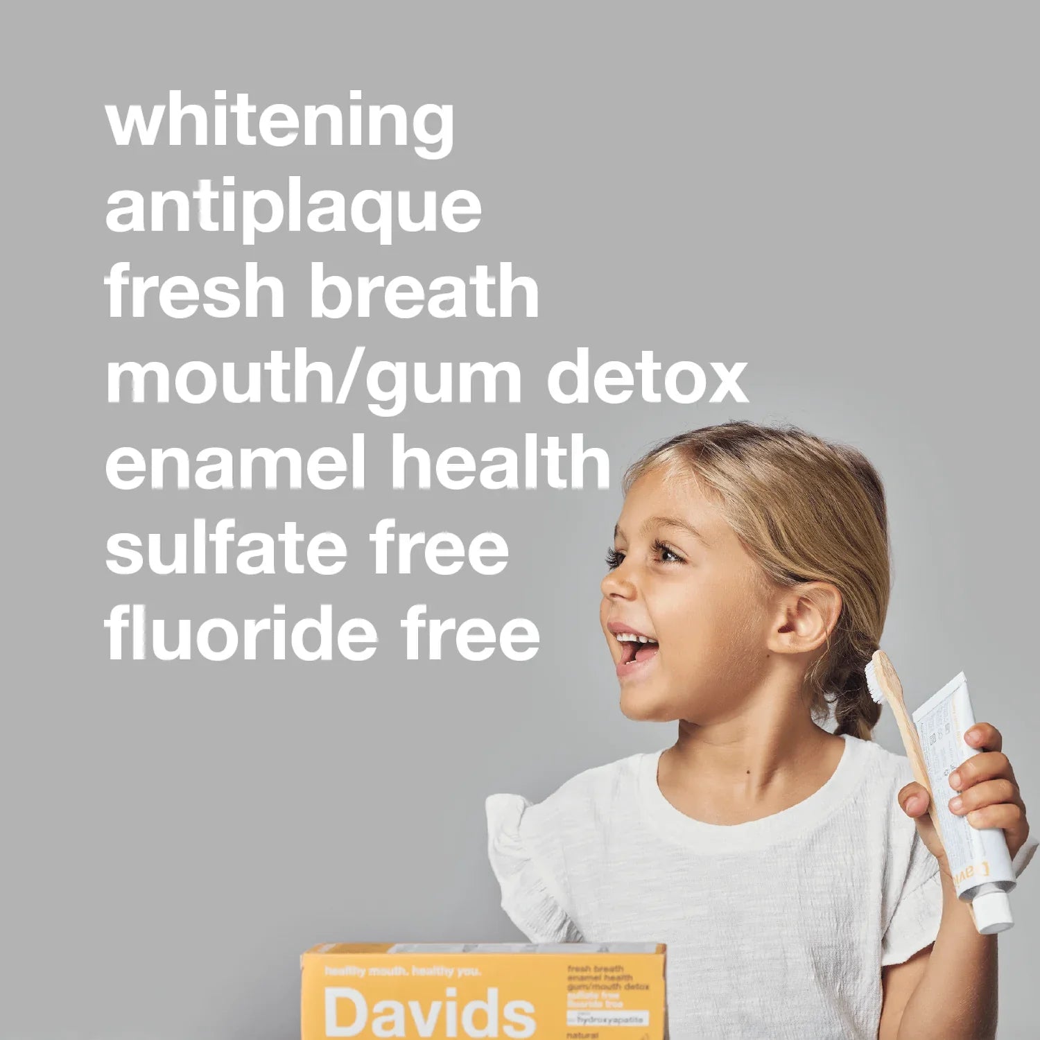 Davids Hydroxi whitening + enamel health. nano-hydroxyapatite toothpaste. kids + adults / orange vanilla