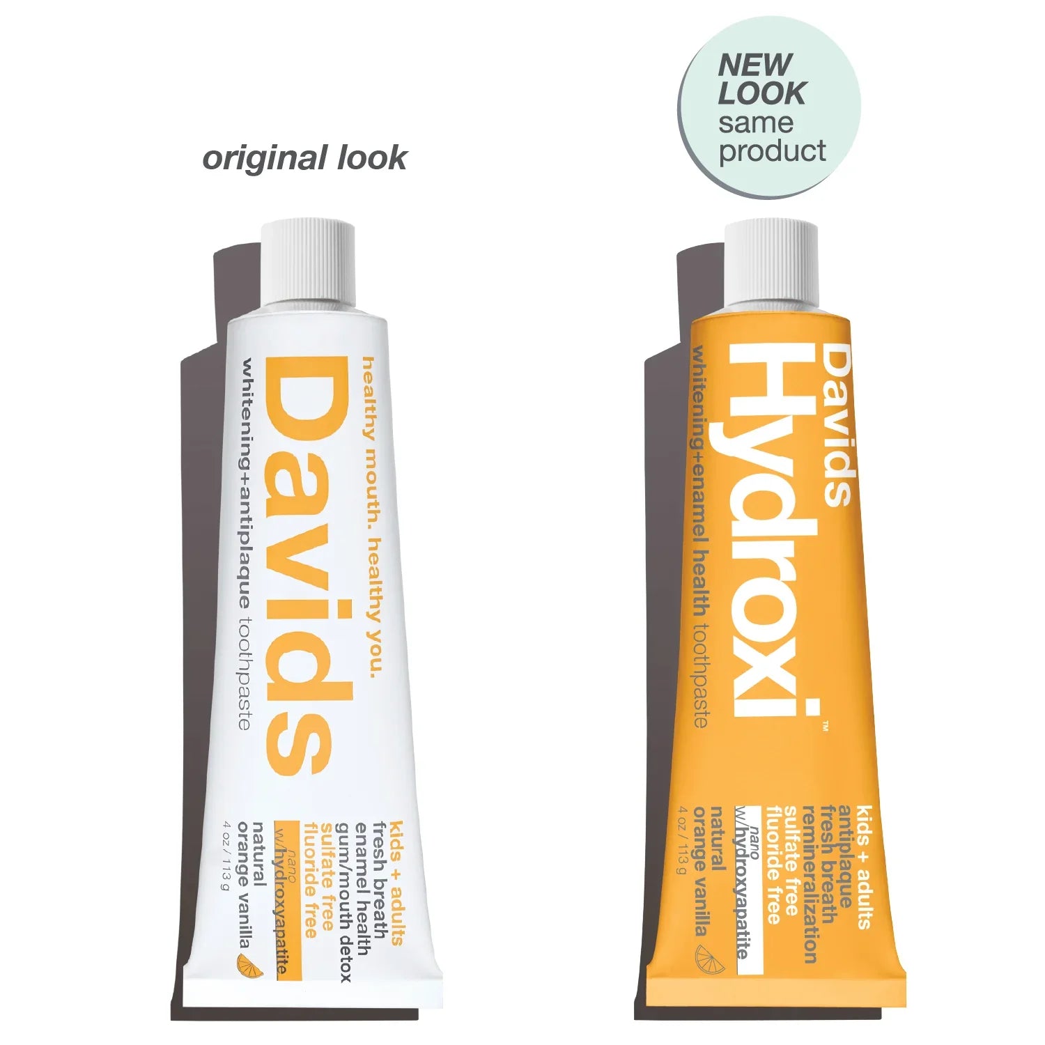 Davids Hydroxi whitening + enamel health. nano-hydroxyapatite toothpaste. kids + adults / orange vanilla