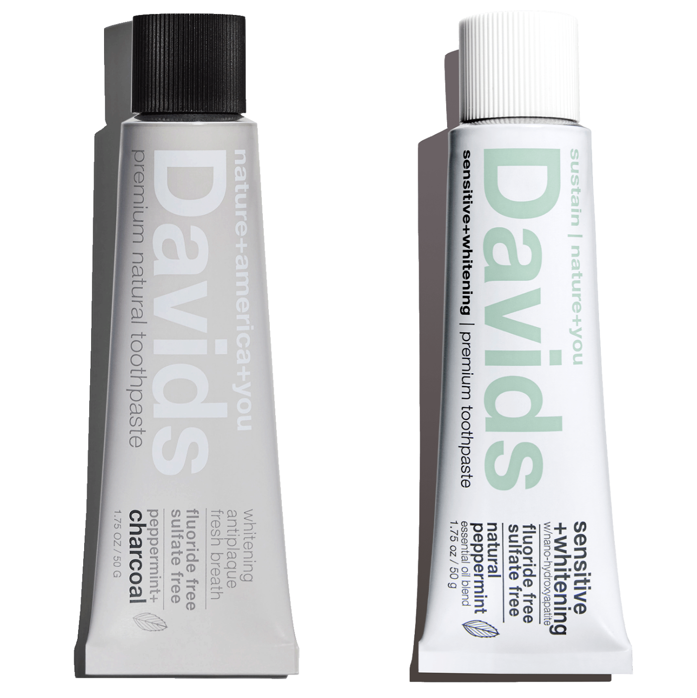 Davids travel size premium toothpaste / duo / 1.75 oz