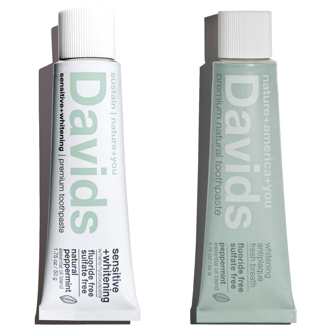 Davids travel size premium toothpaste / duo / 1.75 oz